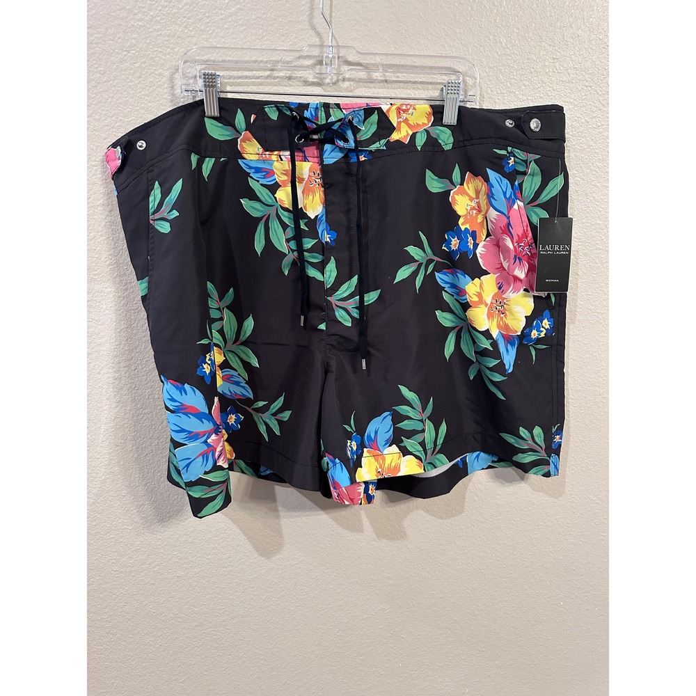 Lauren Ralph‎ Lauren Woman Floral Print Drawstring Swimsuit Shorts Size 20W